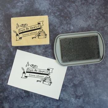 Personalised From The Library Of Banner Book Stamp, 4 of 7