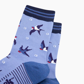 Blue Swallow Bird Bamboo Socks In Blue, 2 of 4