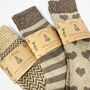 Christmas Cosy Neutral Coffee And Cream Coloured Socks With Personalised Label, Warm Socks, Thick Socks, Cosy Socks, thumbnail 1 of 5