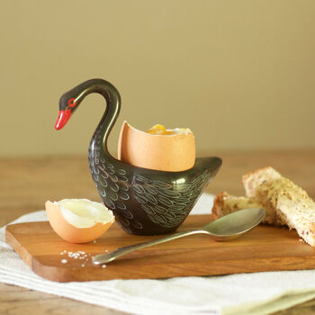Handmade Ceramic Black Swan Egg Cup, 3 of 5