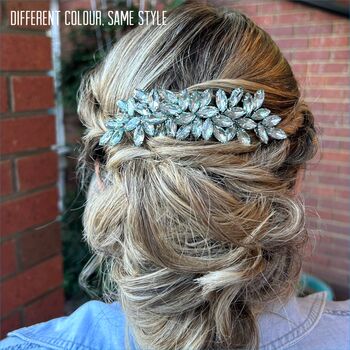 Enya Pale Blue And Gold Crystal Hair Comb, 4 of 5