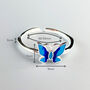 Sterling Silver Blue Butterfly Adjustable Ring, thumbnail 2 of 5