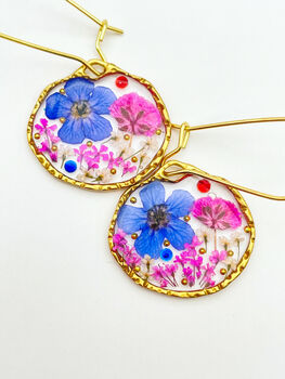 Necklace With Real Pink And Blue Flowers, 7 of 11