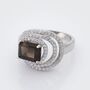 Emerald Cut Smoky Quartz Silver Cocktail Ring, thumbnail 1 of 2