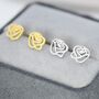 Cut Out Rose Flower Stud Earrings In Sterling Silver, thumbnail 3 of 12