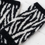 Zebra Knitted Wrist Warmers, thumbnail 3 of 3