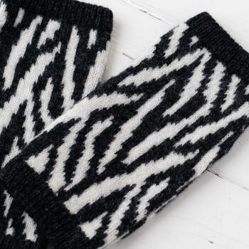 Zebra Knitted Wrist Warmers, 3 of 3
