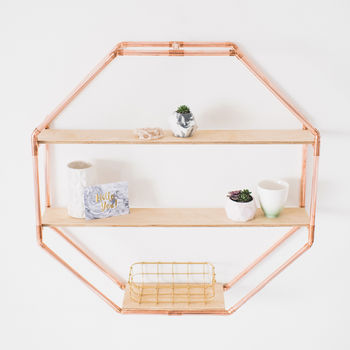 Copper Octagon Shelf Wall Hanging, 2 of 6