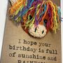 Rainbow Highland Cow Crochet Birthday Card Handmade Sunshine, thumbnail 5 of 6
