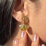 Hammered Citrine November Birthstone Statement Earrings, thumbnail 2 of 4
