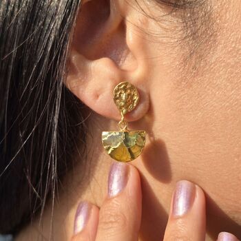 Hammered Citrine November Birthstone Statement Earrings, 2 of 4