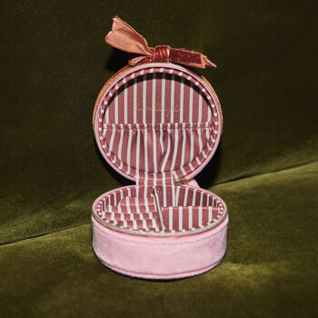 Velvet Bow Mini Round Jewellery Case, 4 of 10