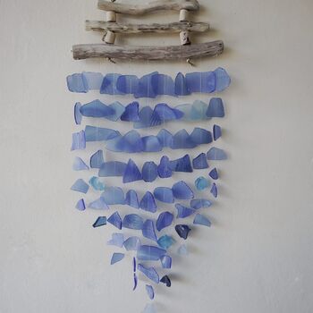 Driftwood Recycled Blue Glass Wind Chime, 6 of 6