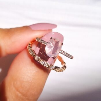 Rose Quartz Ring In Rose Gold Vermeil And Silver, 5 of 12