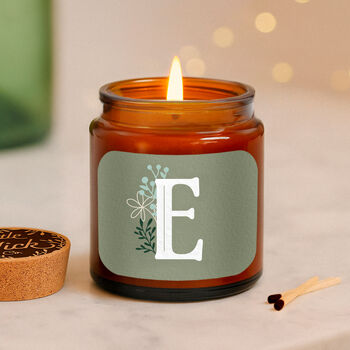 Alphabet Initial Candle • A Z • Scented Brown Glass Jar Candle, 3 of 9