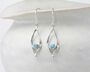 Sterling Silver Blue Opal Delicate Drop Earrings, thumbnail 1 of 6
