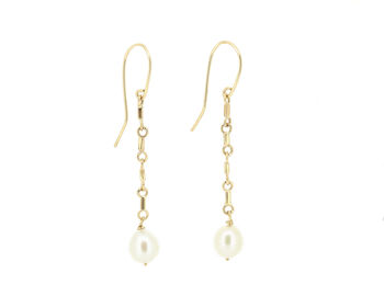 Pearl And Gold Drop Earrings, 2 of 3