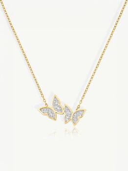 Women's Butterfly Necklace, 18ct Gold Plated, Double Butterfly Pendant, Dainty Everyday Jewellery Gift, 2 of 4