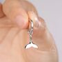 Sterling Silver Whale Tail Huggie Hoop Earrings, thumbnail 2 of 10