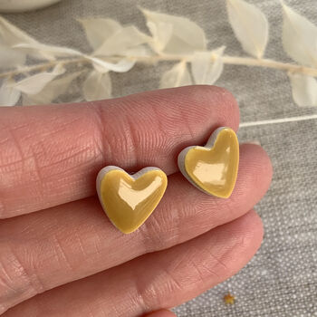 Mustard Yellow Heart Stud Earring, 2 of 8