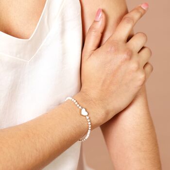 Mother Of Pearl Bead And Shell Heart Charm Bracelet In Gold, 3 of 4