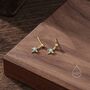Tiny Blue Opal Star Dangle Stud Earrings, thumbnail 4 of 12
