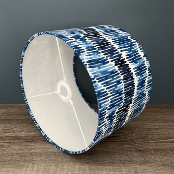 Tidal Marine Blue Patterned Drum Lampshades, 7 of 9