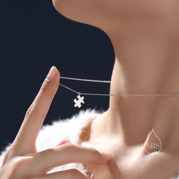 Tiny Jigsaw Pendant Necklace In Sterling Silver, 4 of 11