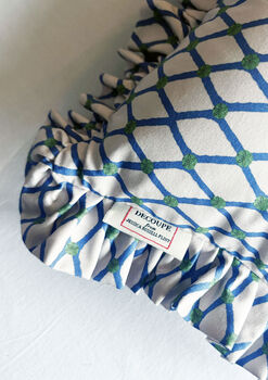 Lattice Frill Trim Cotton Cushion, 2 of 6