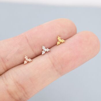 Sterling Silver Tiny Dotted Cluster Stud Earrings, 7 of 12