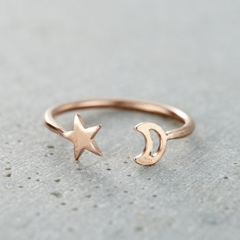 Personalised Moon And Star Open Ring, 8 of 10