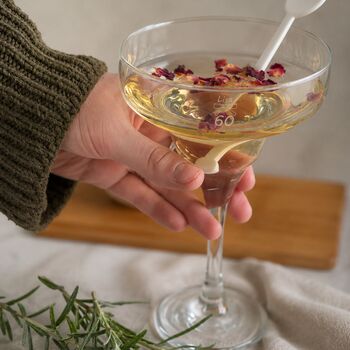 60th Birthday Engraved Cocktail Glass With Recipes And Stirrer, 4 of 9