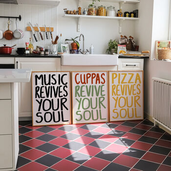 Pizza Revives Your Soul Kitchen Wall Art Print, 4 of 10
