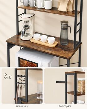 Bakers Rack Coffee Bar Kitchen Shelf Unit, 6 of 8