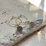 Black Cubic Zirconia Charm Hoop Earrings, thumbnail 2 of 3