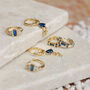 Gold Plated Sapphire Blue Crystal Huggie Hoops, thumbnail 4 of 12