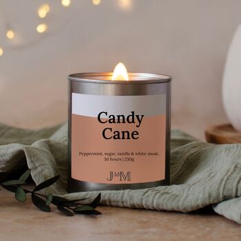 Candy Cane Wood Wick Christmas Candle, 3 of 7
