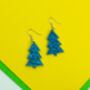 Simple Christmas Tree Earrings Green Glitter, thumbnail 2 of 5