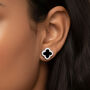 Women's Black Clover Stud Earrings In Sterling Silver, thumbnail 1 of 4
