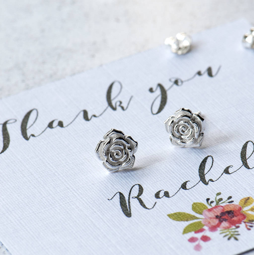 Personalised Thank You Flower Stud Earrings By Grace & Valour