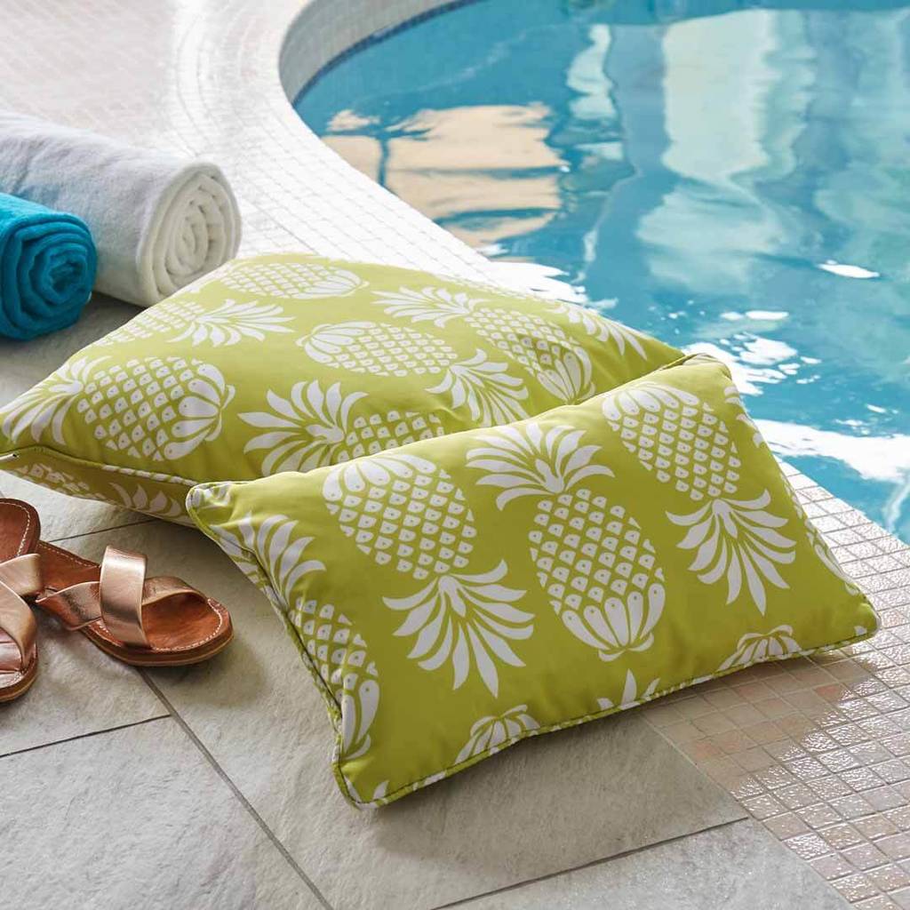 blue pineapple outdoor pillow