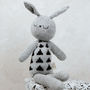 Agnes The Grey And Black Print Hand Knitted Bunny, thumbnail 4 of 9