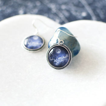Blue Moon In The Clouds Earrings, 2 of 4
