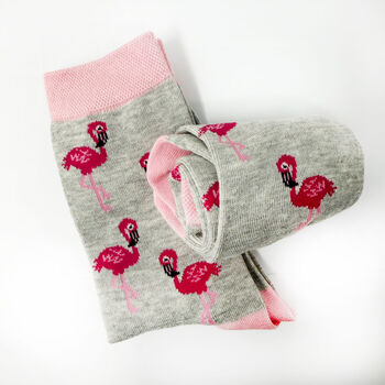 Birthday Flamingo Bamboo Socks With Gold Foil Label And Option To Personalise, 9 of 12