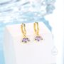 Sterling Silver Amethyst Purple Crown Cz Huggie Hoop Earrings, thumbnail 4 of 12