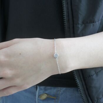 Sterling Silver Crystal Circle Charm Bracelet, 2 of 5