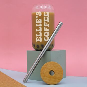 Personalised Name Iced Coffee/Bubble Tea Cup With Straw, 2 of 5