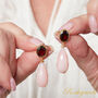 Garnet And Pink Opal Statement Stud Drop Earrings, thumbnail 1 of 10