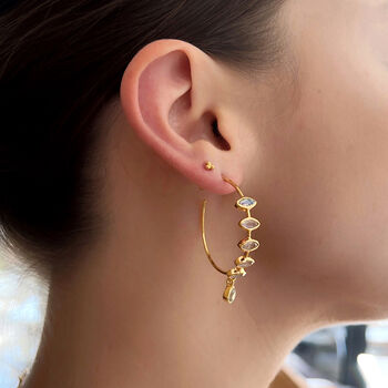 Raining Moonstone Hooped Studs, 9 of 10