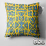 Ikat Handwoven Cushion Cover Yellow And Blue Colours, thumbnail 6 of 7